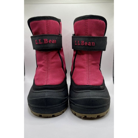 L.L. BEAN Toddler Snow Boots Lined Size 6 Pink & Black Adjustable Closure - Picture 2 of 6